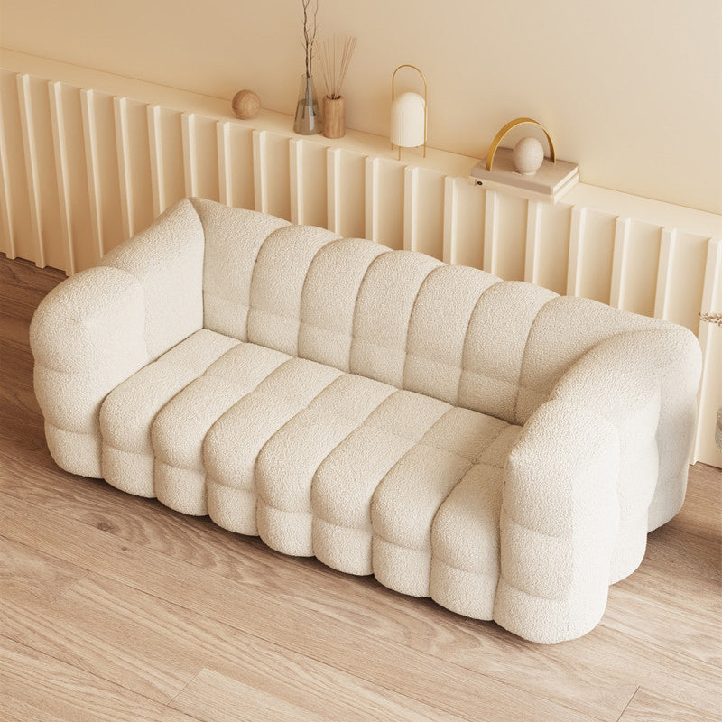 Fabric Modernism Biscuit Back Sofa 29.92" High Tuxedo Arm Sofa