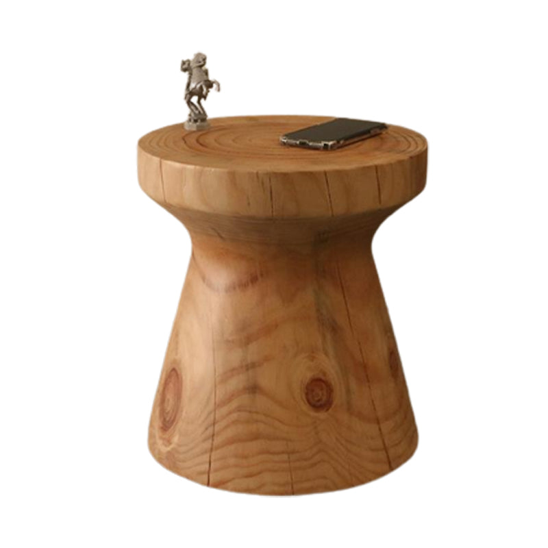 Scandinavian Round Solid Wood Top Side Table Pedestal End Table,16.5-inch