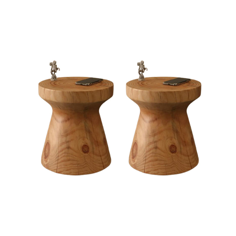 Scandinavian Round Solid Wood Top Side Table Pedestal End Table,16.5-inch