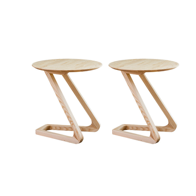 Solid Wood Abstract Table Round Scandinavian Living Room End Table