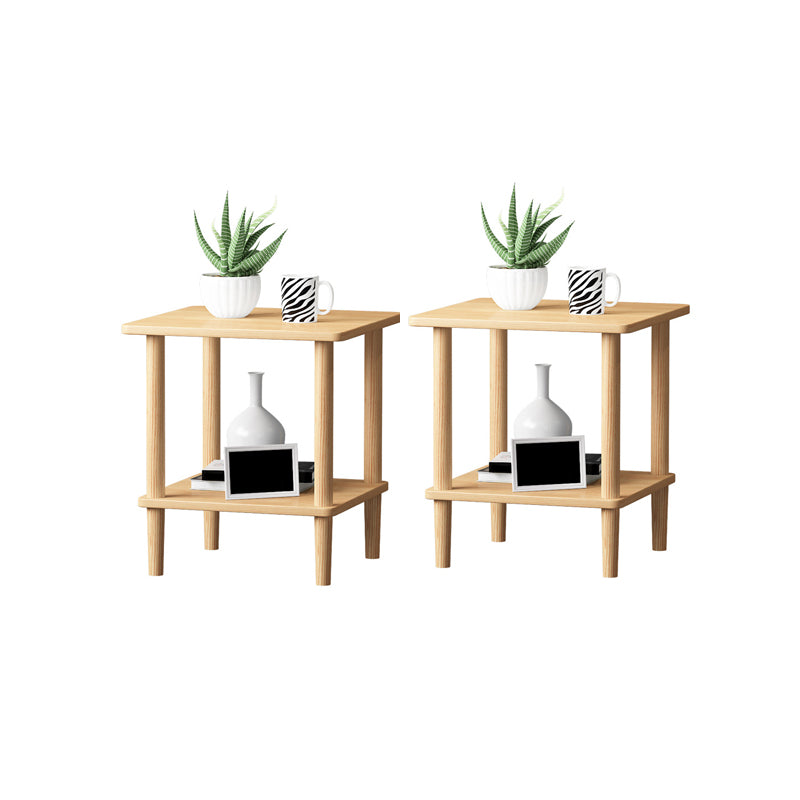Modern Wood Side Table 20.86" Tall 4 Legs End Table with Shelf