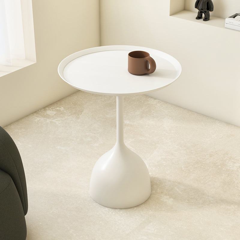 Mid-Century Round Tray Top Side Table 23.62" Tall Metal Pedestal End Table