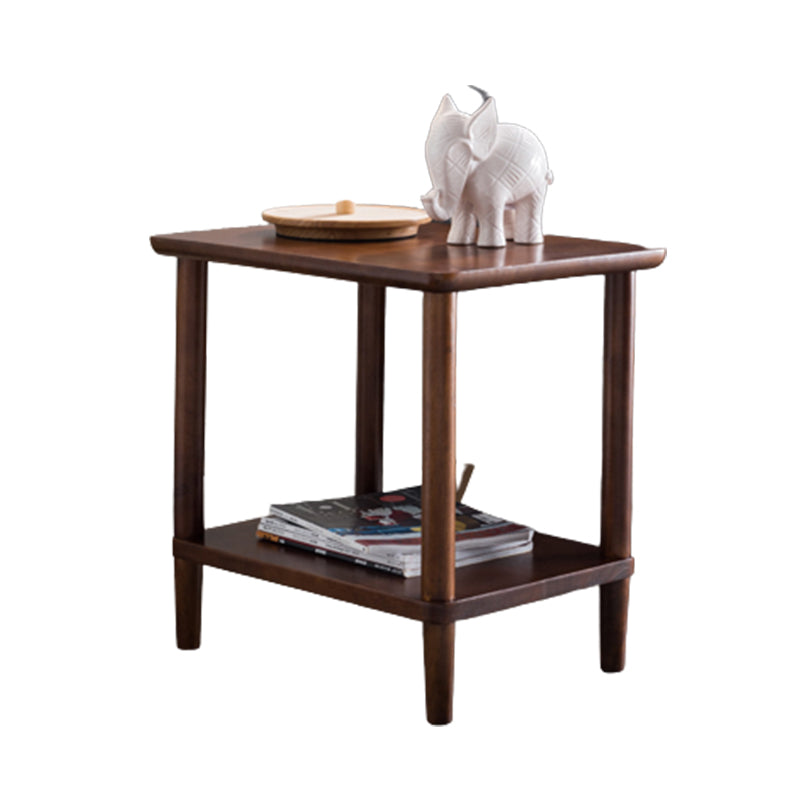 Contemporary Wood End Table Rectangular 4 Legs Side Table with Storage Shelf