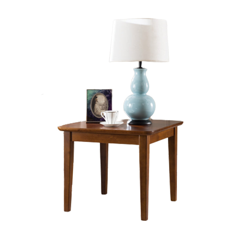 Modern Square End Table Solid Wood Top 4 Legs Sofa End Side Table