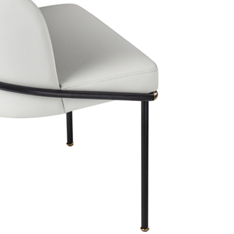 Fixed Back White Lounge Chair Armless Office Chair with Black Legs