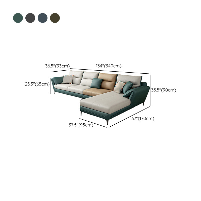 66" Wide Scandinavian Sectional Sofa Cushion Back Sectionals