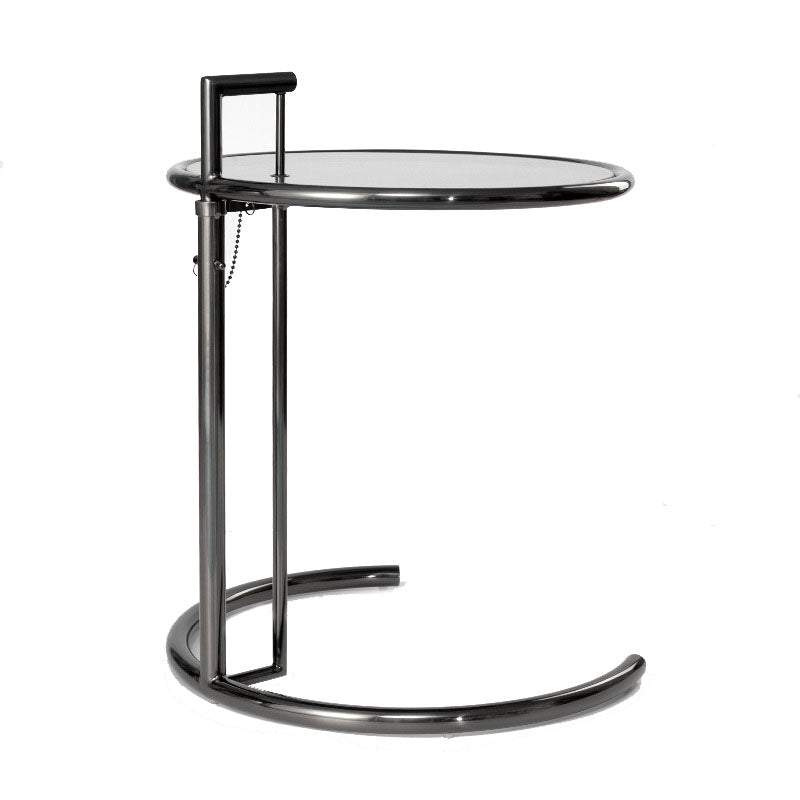 26.4" Tall Round Glass Top End Table Stainless Steel C Side Table