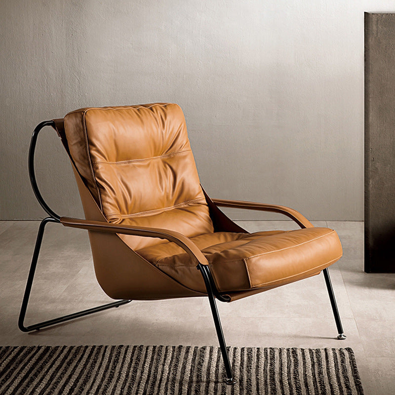 Fixed Back Lounge Chair Fabric Seat Sloped Arms Chair with Black Legs