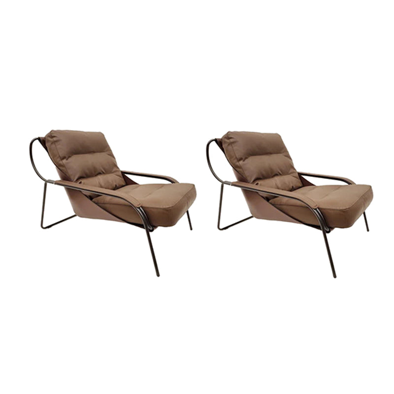 Fixed Back Lounge Chair Fabric Seat Sloped Arms Chair with Black Legs