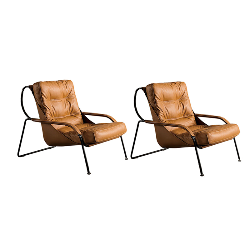 Fixed Back Lounge Chair Fabric Seat Sloped Arms Chair with Black Legs