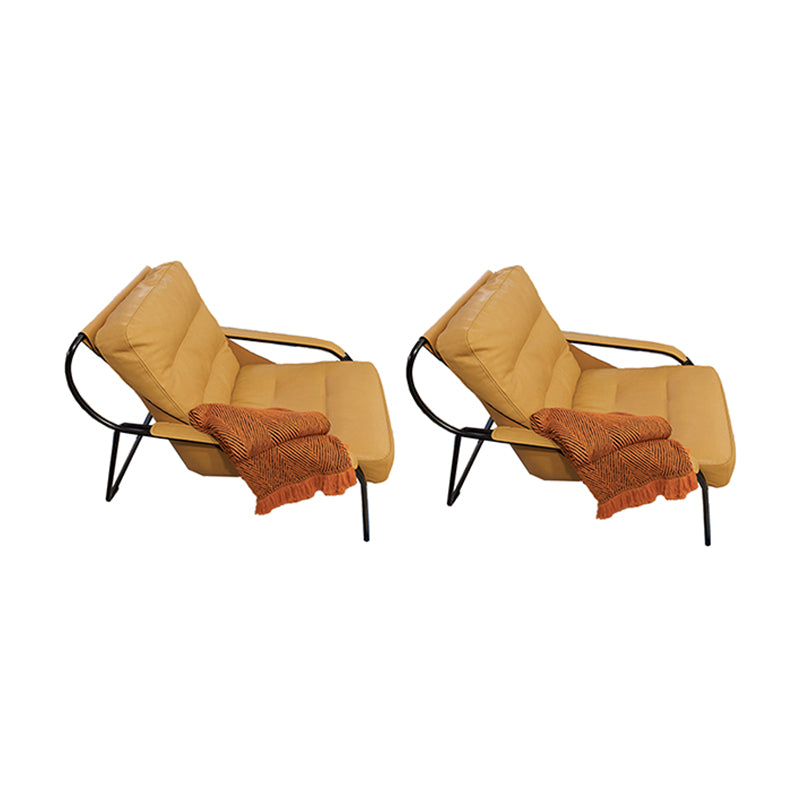 Fixed Back Lounge Chair Fabric Seat Sloped Arms Chair with Black Legs
