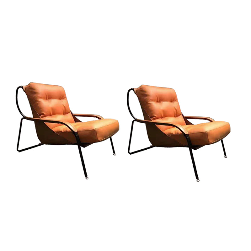 Fixed Back Lounge Chair Fabric Seat Sloped Arms Chair with Black Legs