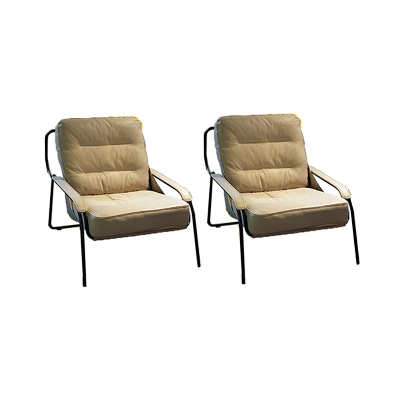 Fixed Back Lounge Chair Fabric Seat Sloped Arms Chair with Black Legs