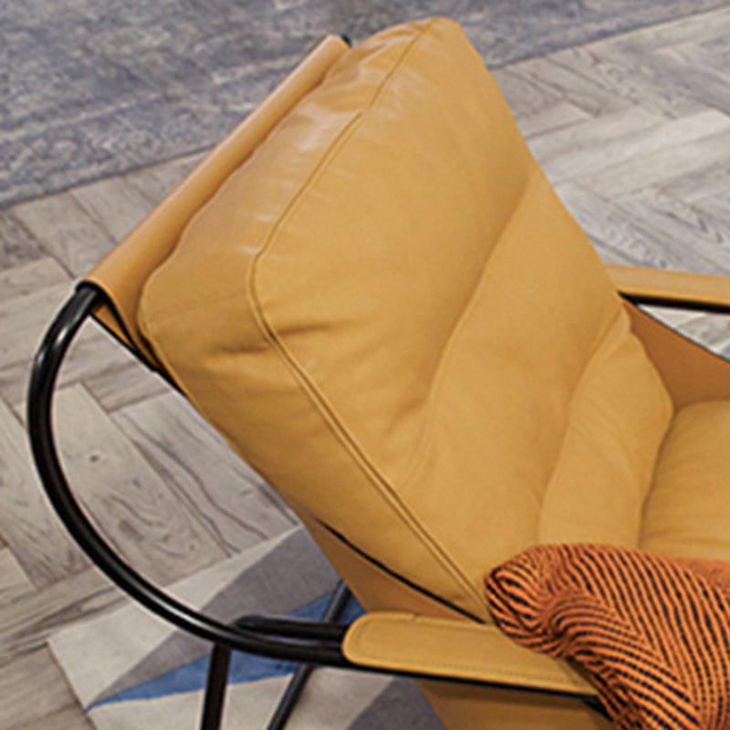 Fixed Back Lounge Chair Fabric Seat Sloped Arms Chair with Black Legs