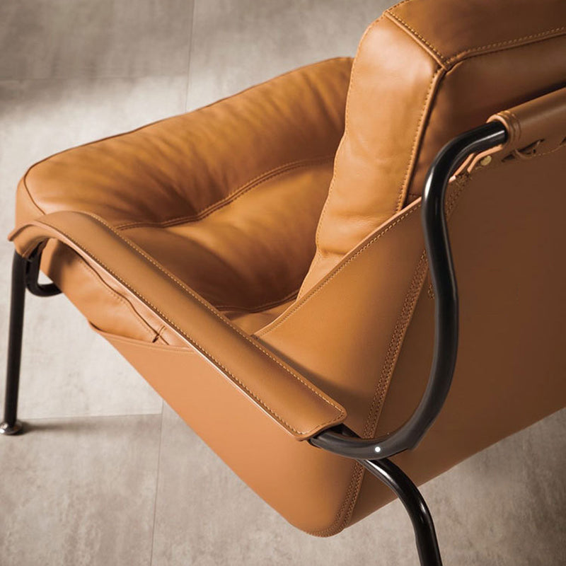 Fixed Back Lounge Chair Fabric Seat Sloped Arms Chair with Black Legs