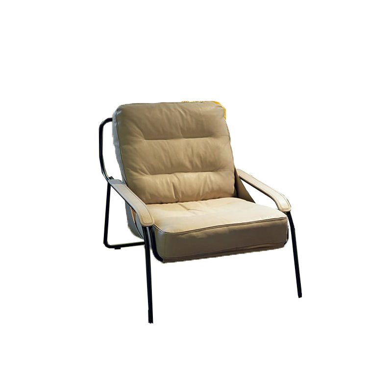 Fixed Back Lounge Chair Fabric Seat Sloped Arms Chair with Black Legs