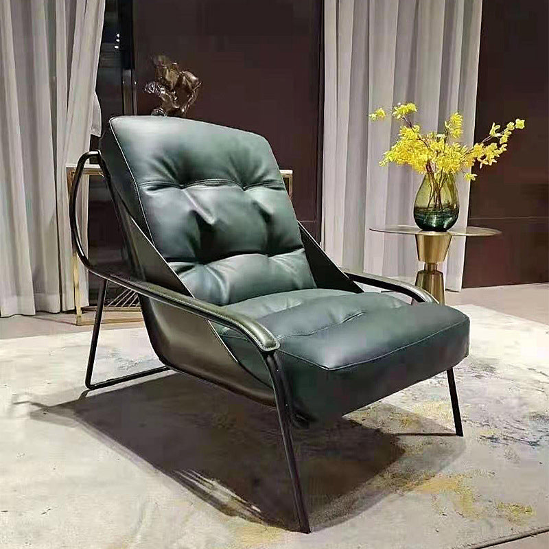 Fixed Back Lounge Chair Fabric Seat Sloped Arms Chair with Black Legs