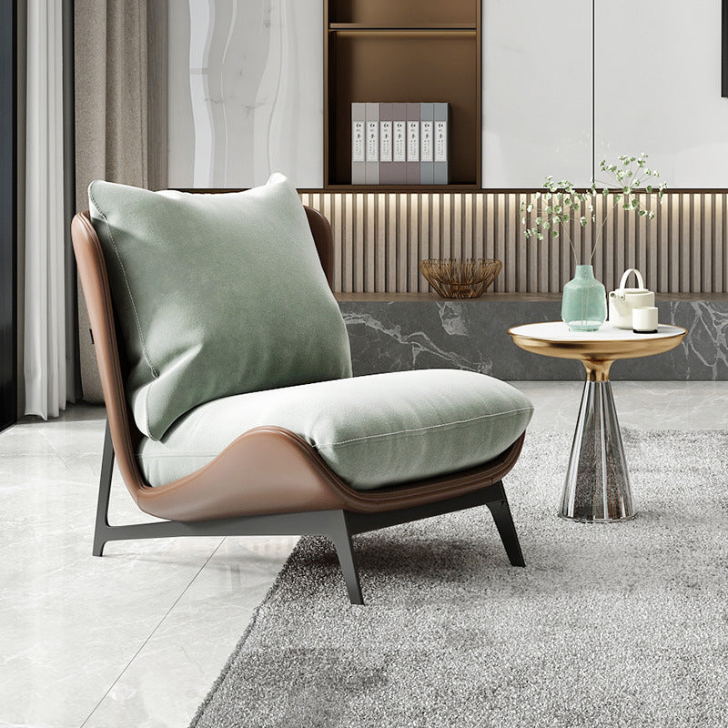 Fixed Back Pillow Lounge Chair Fabric Seat Chair with Black Legs