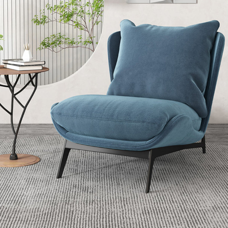 Fixed Back Pillow Lounge Chair Fabric Seat Chair with Black Legs