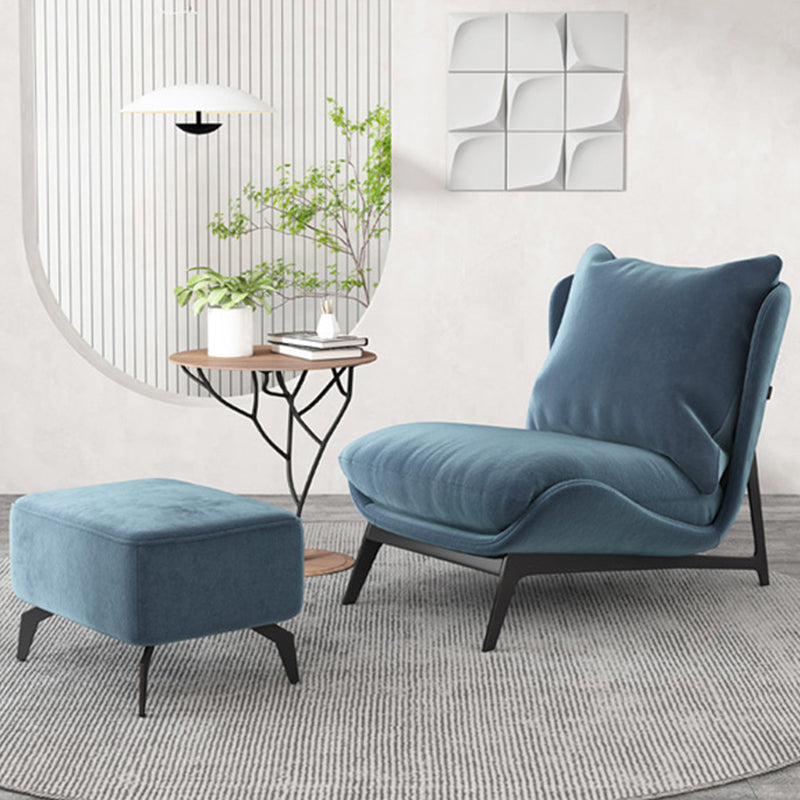 Fixed Back Pillow Lounge Chair Fabric Seat Chair with Black Legs