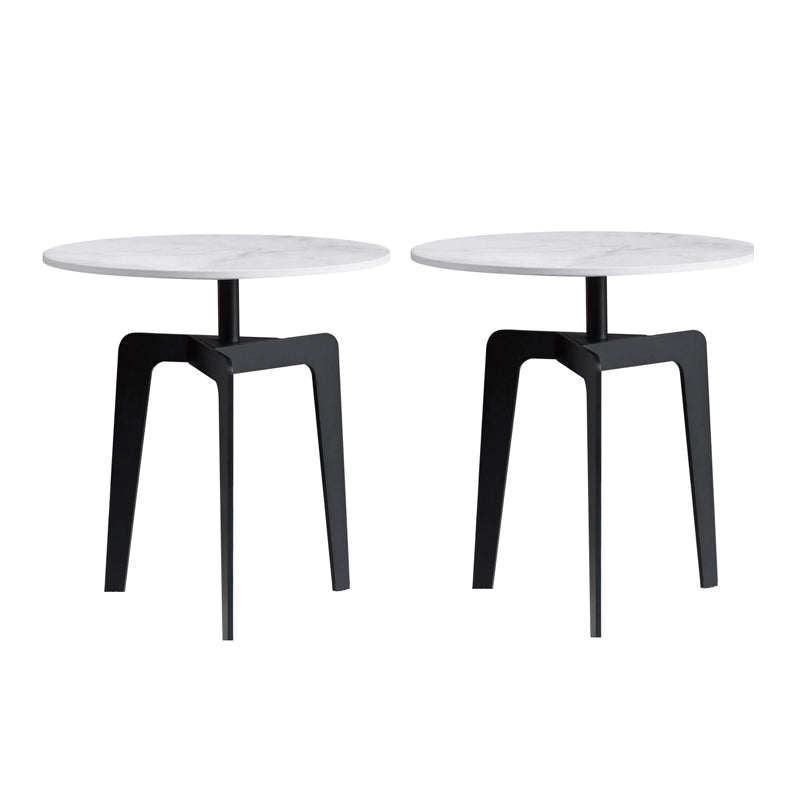 Modern 21.65" Tall Steel 3 Legs End Table Round Slate Top Side Table
