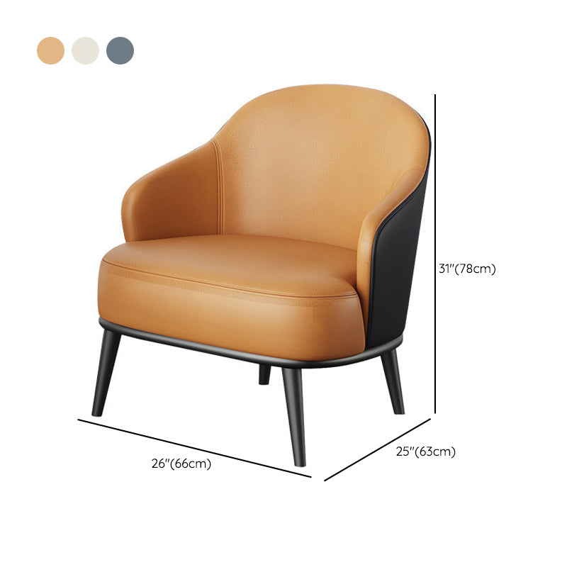 Fixed Back Armchair Living Room Recessed Arms Chair with Cushion
