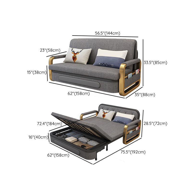 33.46"H Modern Cotton Blend Square Arm Sofa Bed for Living Room