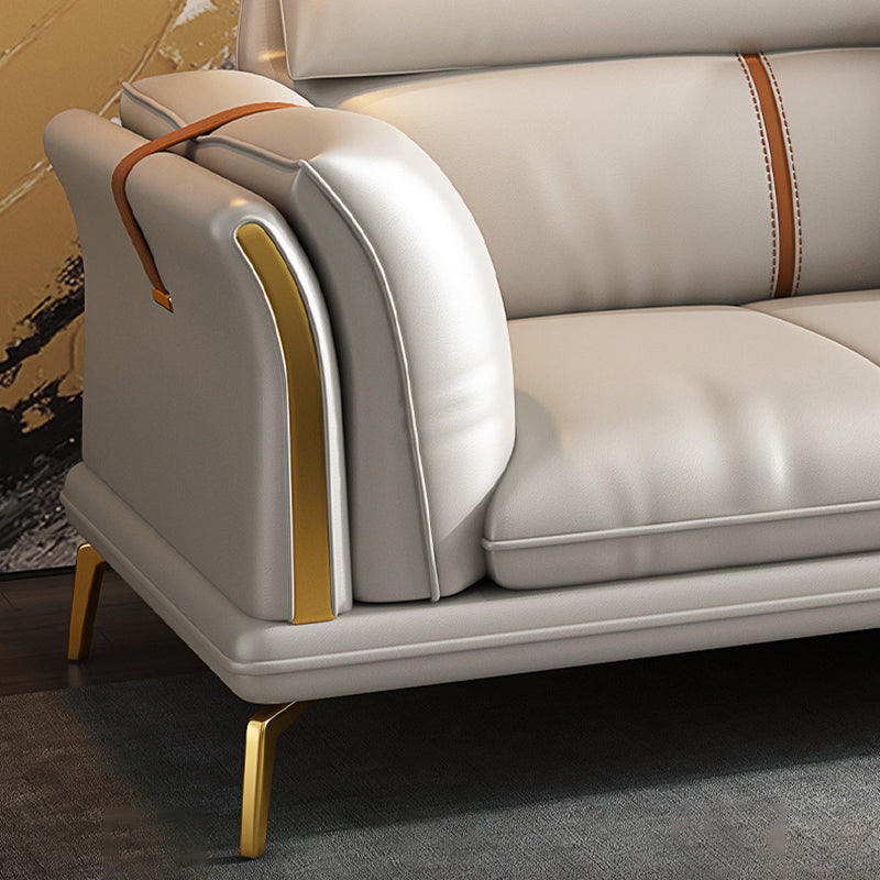 35.43" High Flared Arm Sectional Faux Leather Sectional with 3 Pillows