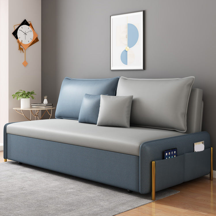 Contemporary Style Faux Leather Armless Sofa Bed for Apartment Use