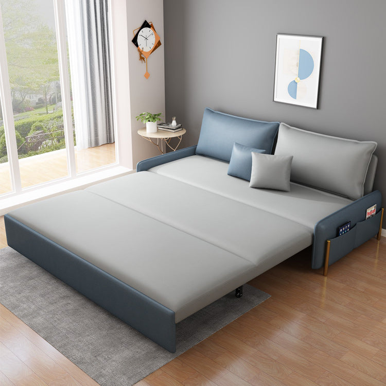 Contemporary Style Faux Leather Armless Sofa Bed for Apartment Use
