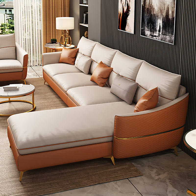 4-seat Luxurious Sectional with Pillows Sloped Arm Sectional