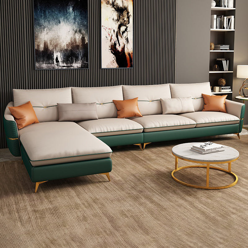 4-seat Luxurious Sectional with Pillows Sloped Arm Sectional