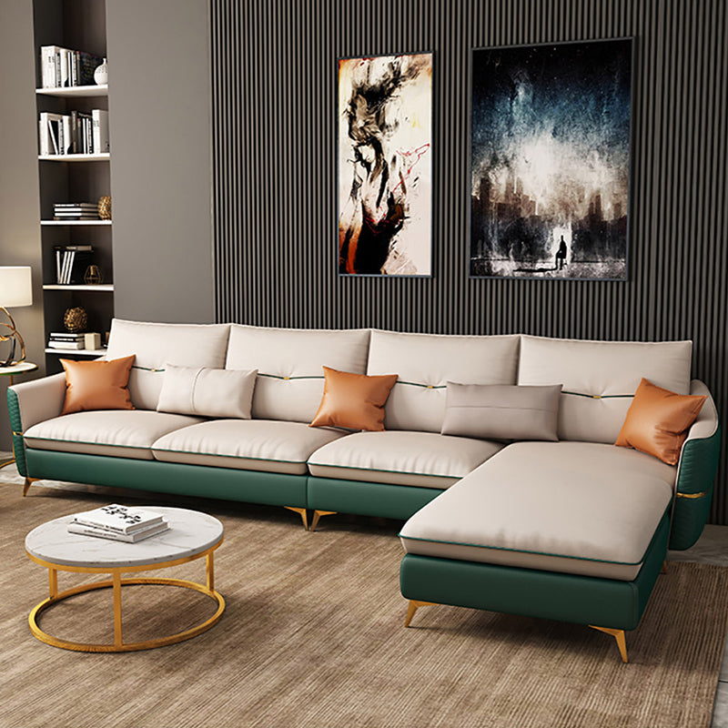 4-seat Luxurious Sectional with Pillows Sloped Arm Sectional