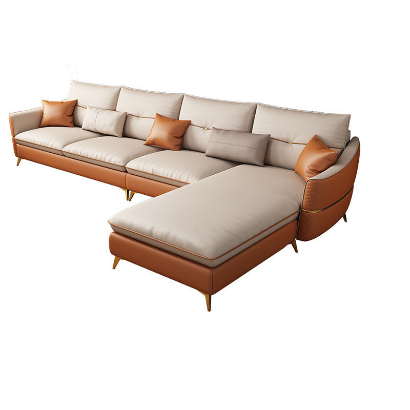 4-seat Luxurious Sectional with Pillows Sloped Arm Sectional