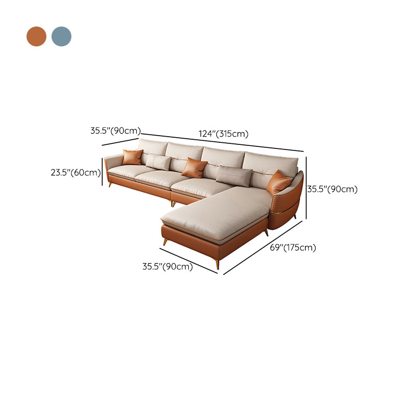 4-seat Luxurious Sectional with Pillows Sloped Arm Sectional