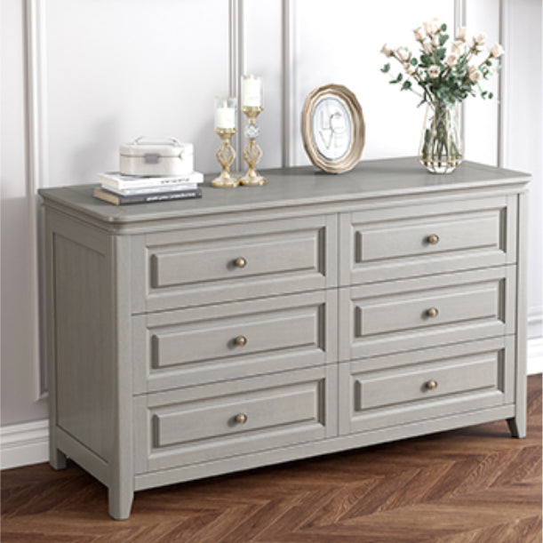 Contemporary Rubberwood Storage Cabinet with Drawers in Gray
