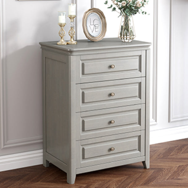 Contemporary Rubberwood Storage Cabinet with Drawers in Gray