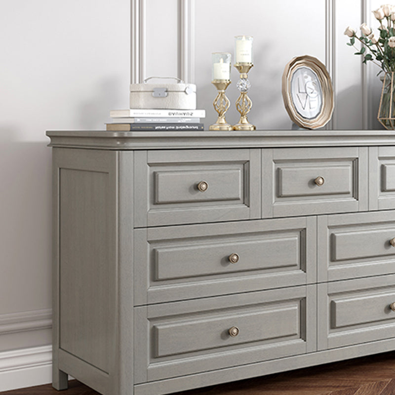 Contemporary Rubberwood Storage Cabinet with Drawers in Gray