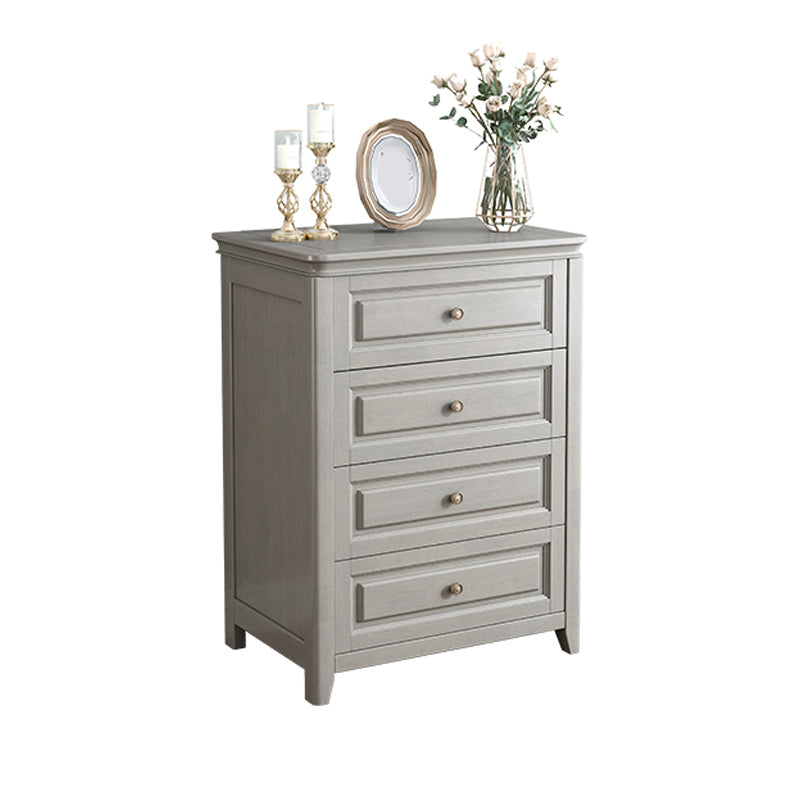Contemporary Rubberwood Storage Cabinet with Drawers in Gray