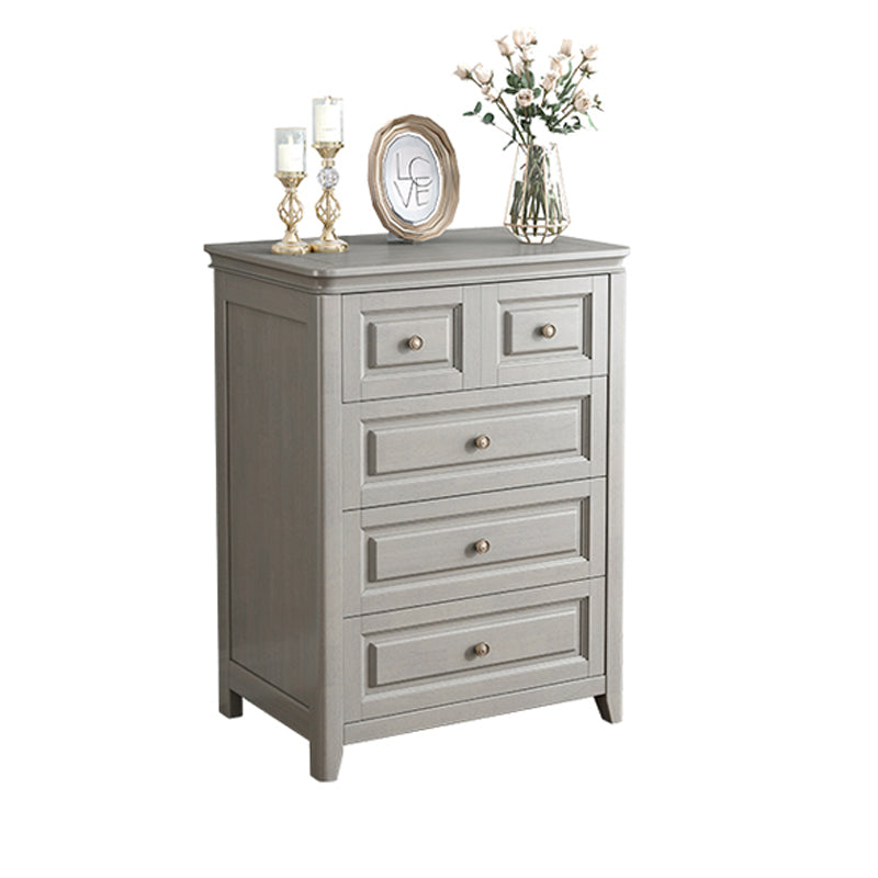 Contemporary Rubberwood Storage Cabinet with Drawers in Gray