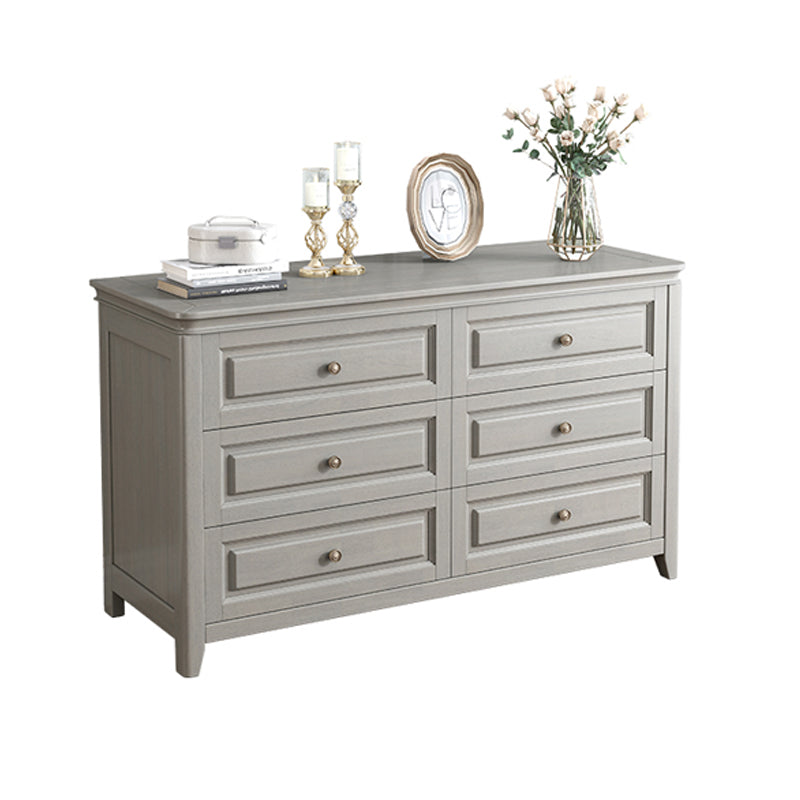 Contemporary Rubberwood Storage Cabinet with Drawers in Gray