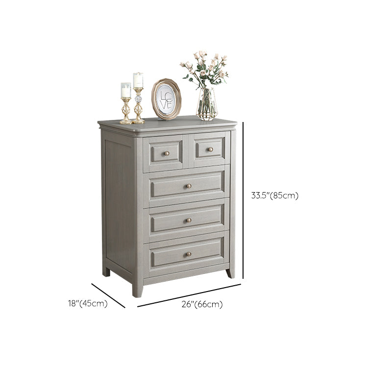 Contemporary Rubberwood Storage Cabinet with Drawers in Gray