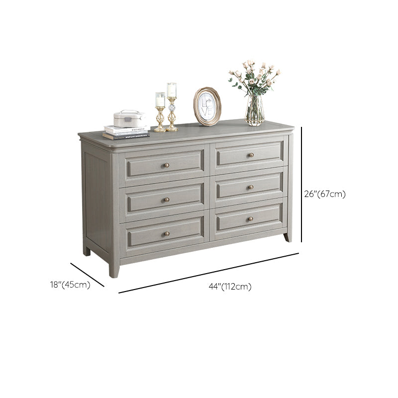 Contemporary Rubberwood Storage Cabinet with Drawers in Gray