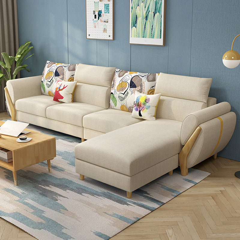 Flared Arm Ottoman Included Sectional Fabric 4-seat Sectional