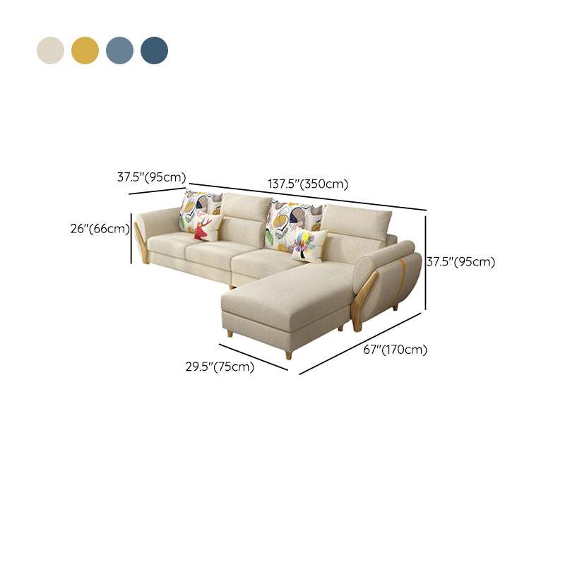 Flared Arm Ottoman Included Sectional Fabric 4-seat Sectional