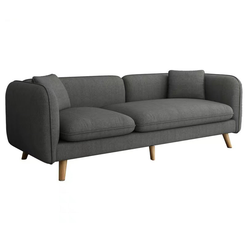 Contemporary 27.55" H Cotton Blend Square Arm Sofa with Pillows