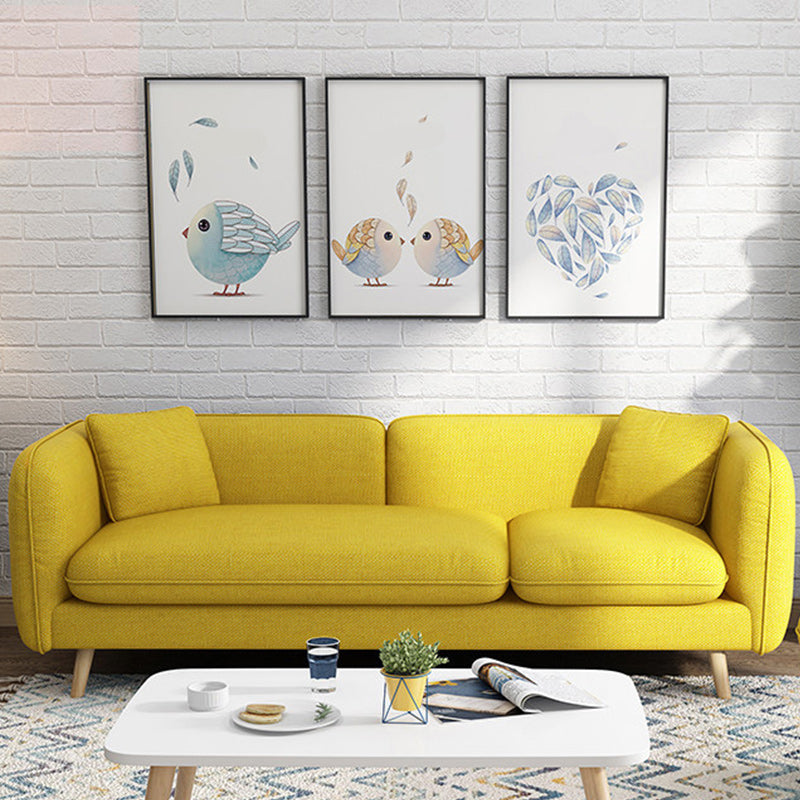 Contemporary 27.55" H Cotton Blend Square Arm Sofa with Pillows