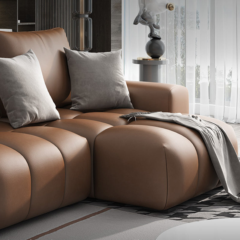 Faux Leather Pillow Back Sectional Brown/Black 106.29" Wide Sectional