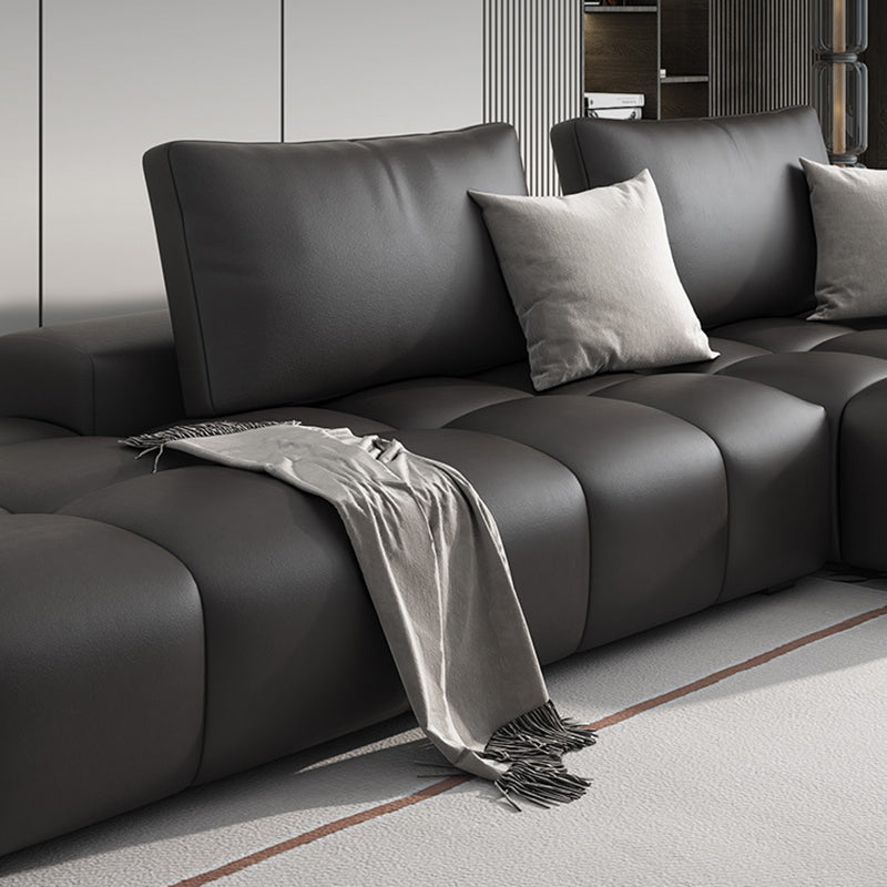 Faux Leather Pillow Back Sectional Brown/Black 106.29" Wide Sectional