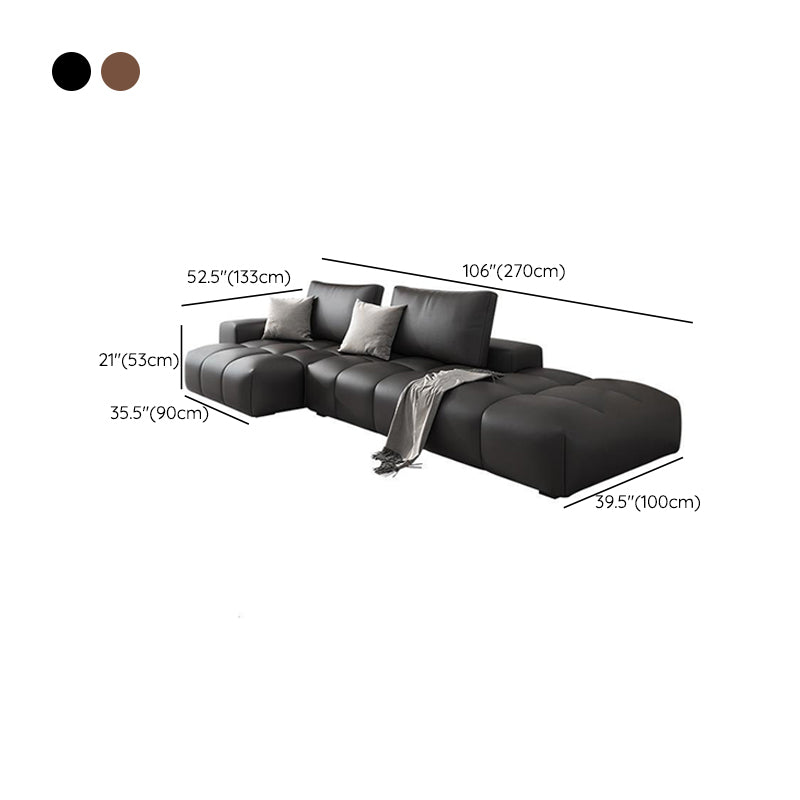 Faux Leather Pillow Back Sectional Brown/Black 106.29" Wide Sectional